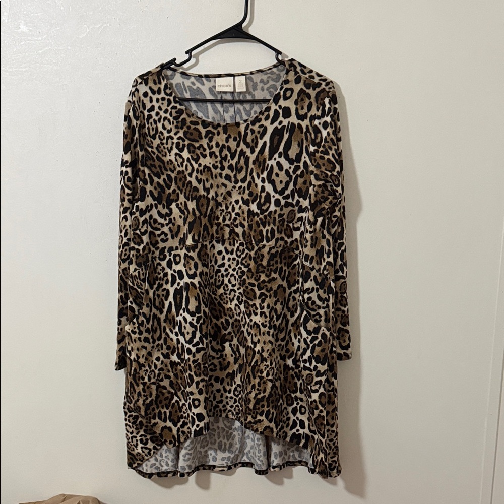 Chico's Brown Leopard Print Tunic Top - Picture 1 of 5